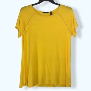 H by Halston Yellow Short Sleeve Blouse Top Sz Lg